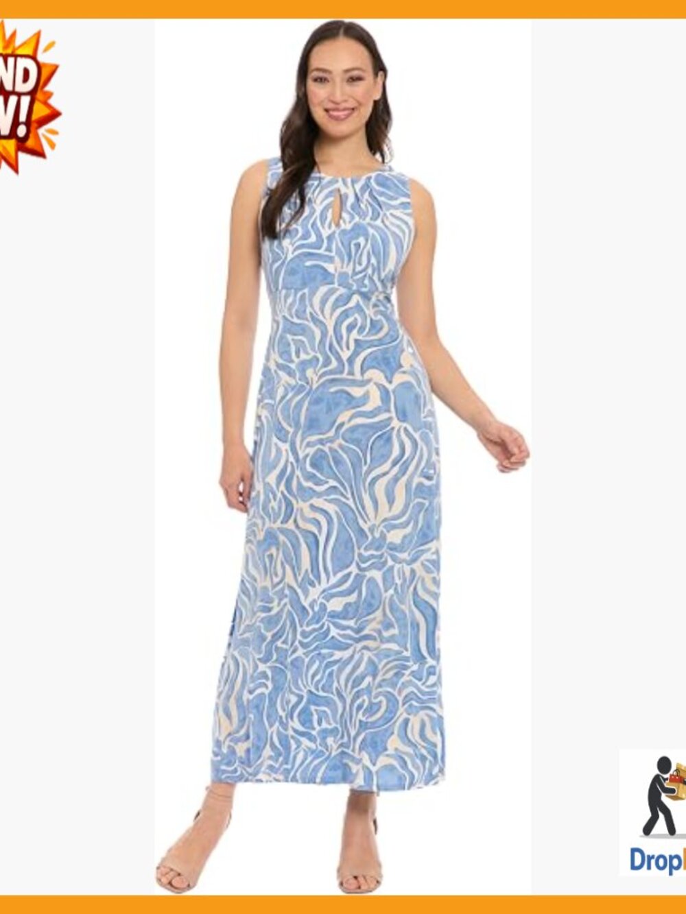 Empire Waist Maxi Dress Keyhole Neckline Sleeveless A-Line Wedding Guest